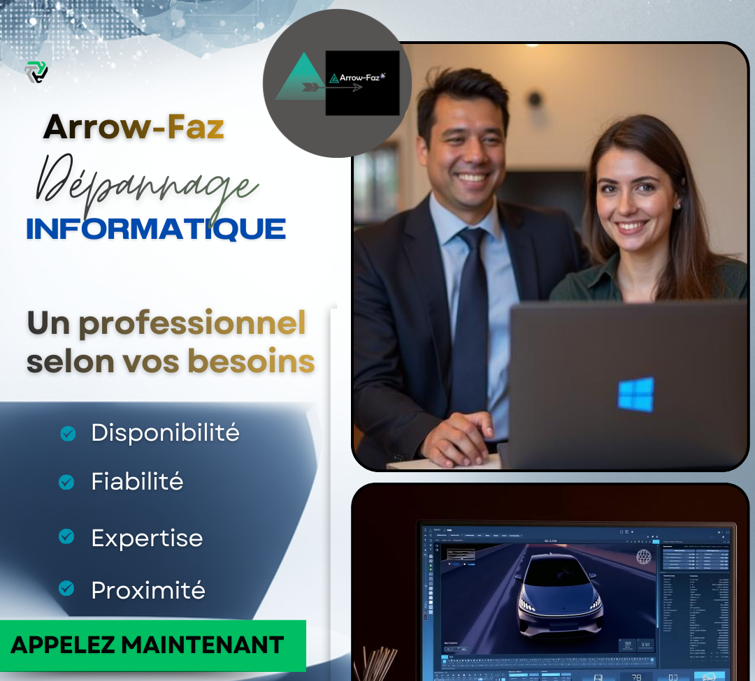 Carte de visite Arrow-Faz dépannage informatique Trélazé